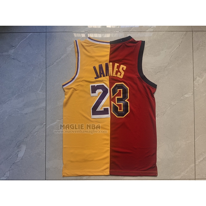 Maglia
 LeBron James NO 23 Cleveland Cavaliers Los Angeles Lakers Split Rosso
 Giallo
